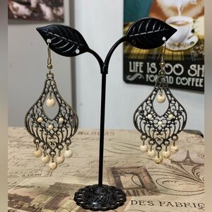 Elegant Enchantment Cream Dangle Earrings